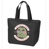 Emotionally Fragile Handle With Care Cute Crying Frog Zip Tote Bag