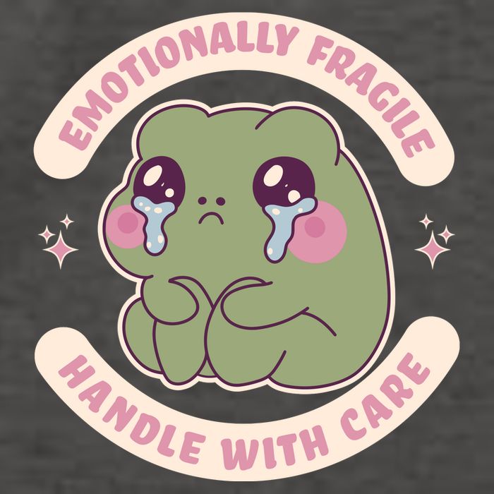 Emotionally Fragile Handle With Care Cute Crying Frog Vector Backpack