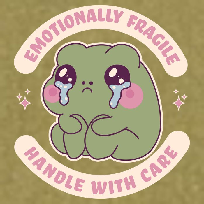 Emotionally Fragile Handle With Care Cute Crying Frog Garment-Dyed Women's Muscle Tee