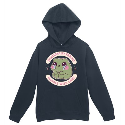 Emotionally Fragile Handle With Care Cute Crying Frog Urban Pullover Hoodie