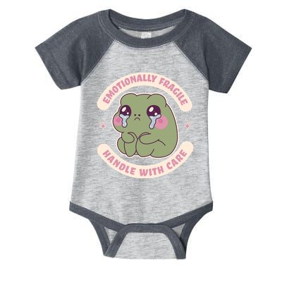 Emotionally Fragile Handle With Care Cute Crying Frog Infant Baby Jersey Bodysuit