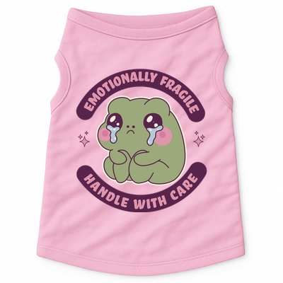 Emotionally Fragile Handle With Care Cute Crying Frog Doggie Tank