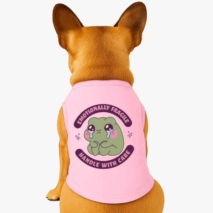 Emotionally Fragile Handle With Care Cute Crying Frog Doggie Tank