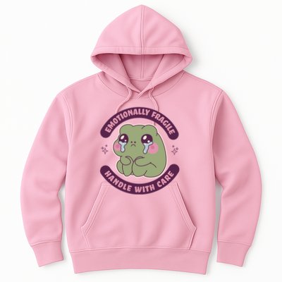 Emotionally Fragile Handle With Care Cute Crying Frog Hoodie