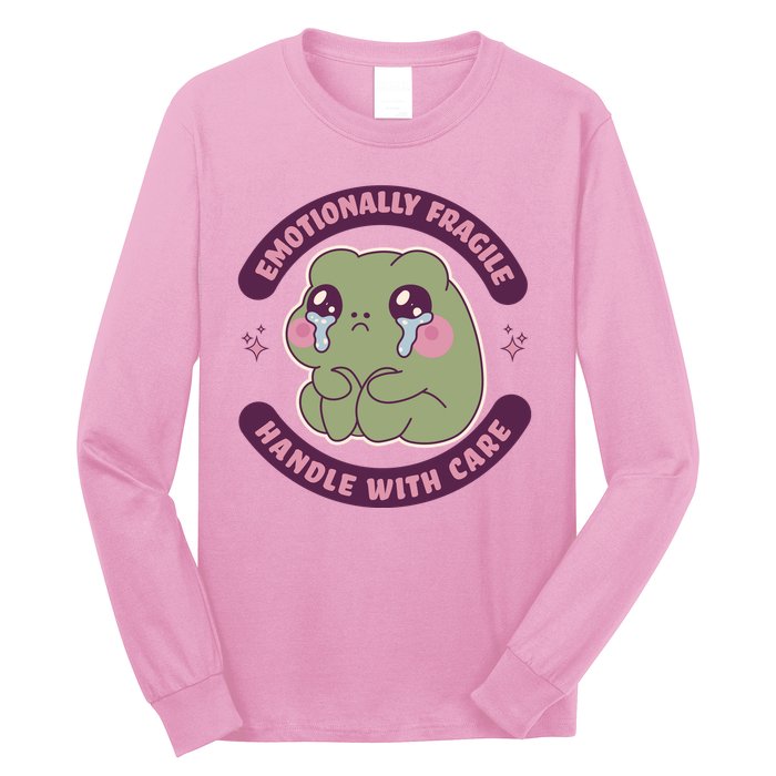 Emotionally Fragile Handle With Care Cute Crying Frog Long Sleeve Shirt