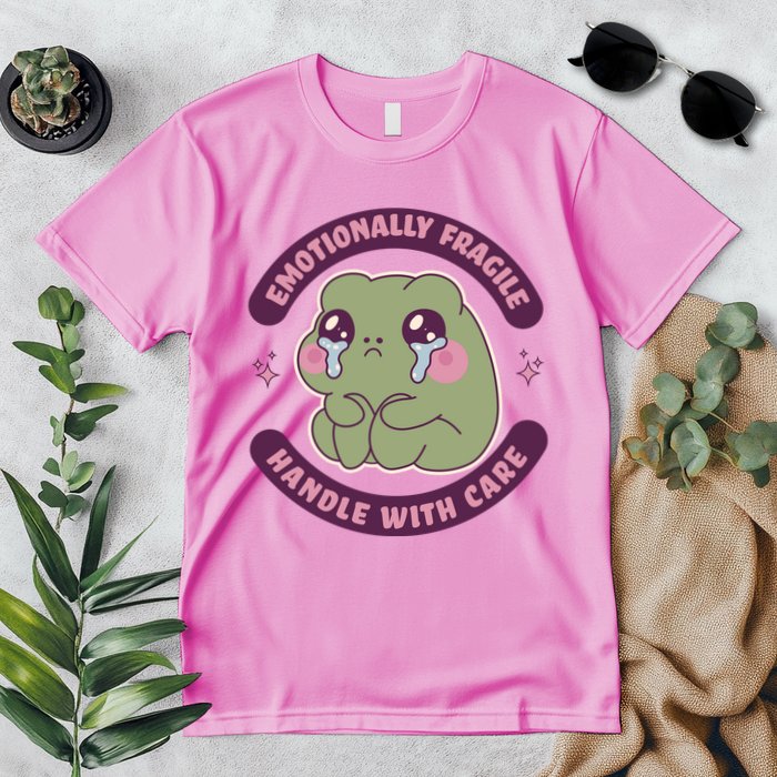 Emotionally Fragile Handle With Care Cute Crying Frog Premium T-Shirt