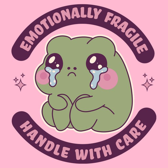 Emotionally Fragile Handle With Care Cute Crying Frog Premium T-Shirt