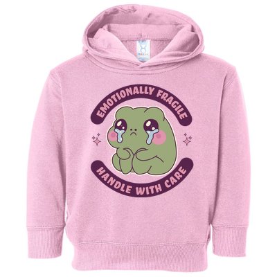 Emotionally Fragile Handle With Care Cute Crying Frog Toddler Hoodie