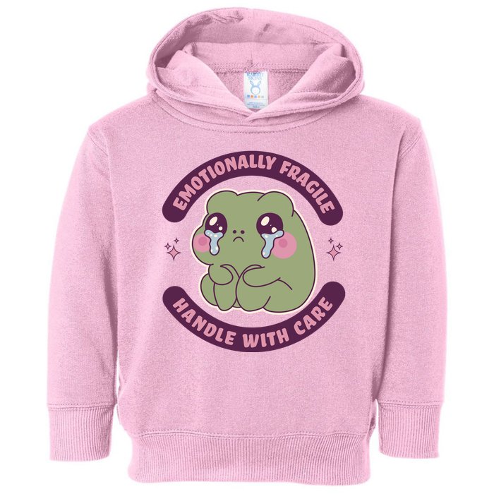 Emotionally Fragile Handle With Care Cute Crying Frog Toddler Hoodie