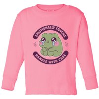 Emotionally Fragile Handle With Care Cute Crying Frog Toddler Long Sleeve Shirt