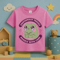 Emotionally Fragile Handle With Care Cute Crying Frog Toddler T-Shirt