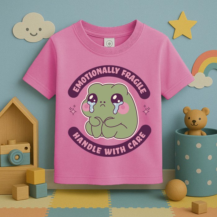 Emotionally Fragile Handle With Care Cute Crying Frog Toddler T-Shirt