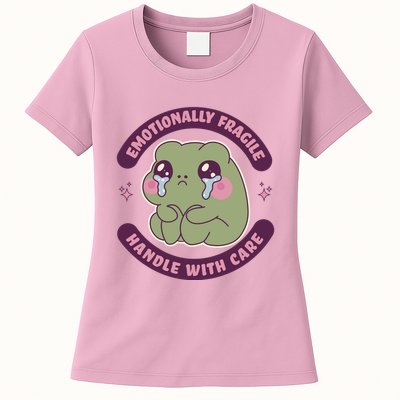 Emotionally Fragile Handle With Care Cute Crying Frog Womens T-Shirt