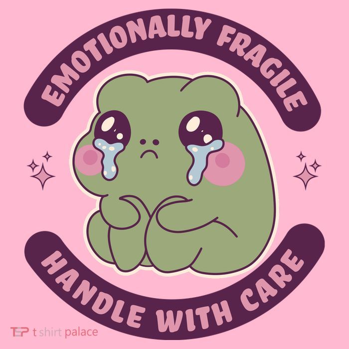 Emotionally Fragile Handle With Care Cute Crying Frog Short Acrylic Beanie