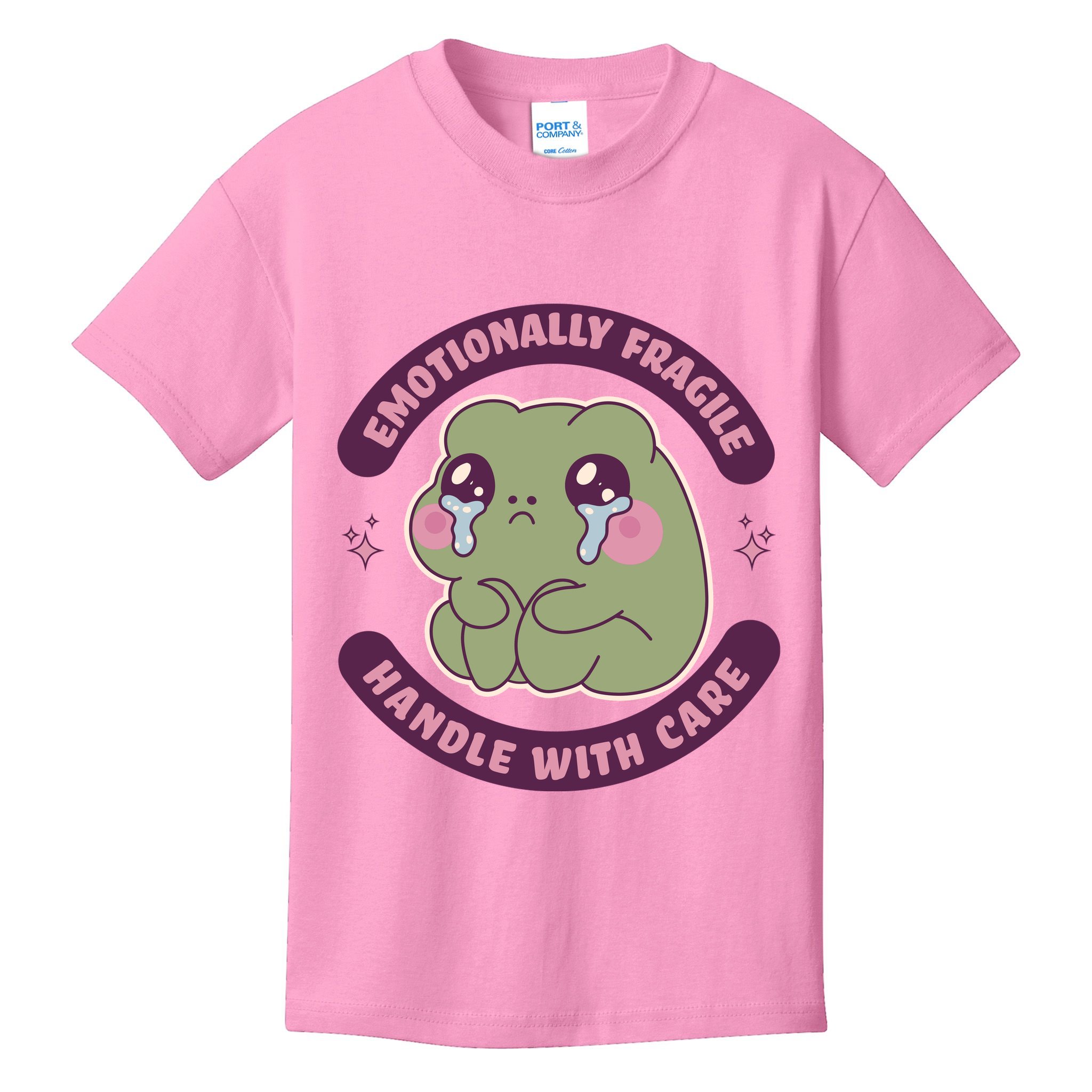 Emotionally Fragile Handle With Care Cute Crying Frog Kids T-Shirt