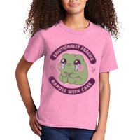 Emotionally Fragile Handle With Care Cute Crying Frog Kids T-Shirt