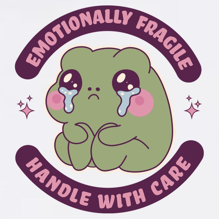 Emotionally Fragile Handle With Care Cute Crying Frog Garment-Dyed Sweatshirt