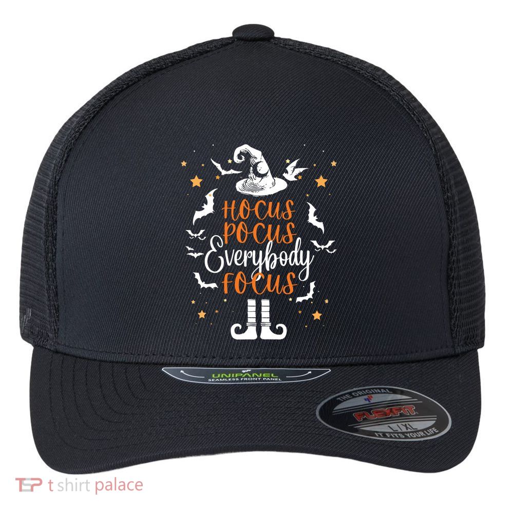 Everybody Focus Halloween Teacher Flexfit Unipanel Trucker Cap