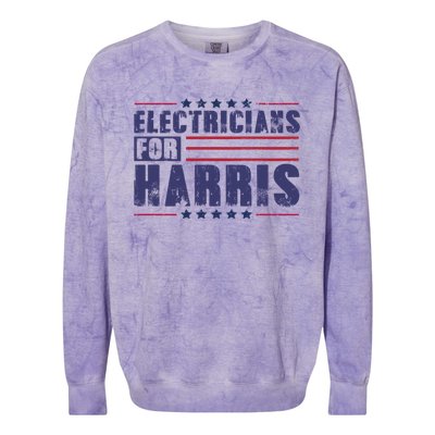 Electricians For Harris President Election 2024 Kamala Cute Gift Colorblast Crewneck Sweatshirt