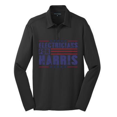 Electricians For Harris President Election 2024 Kamala Cute Gift Silk Touch Performance Long Sleeve Polo