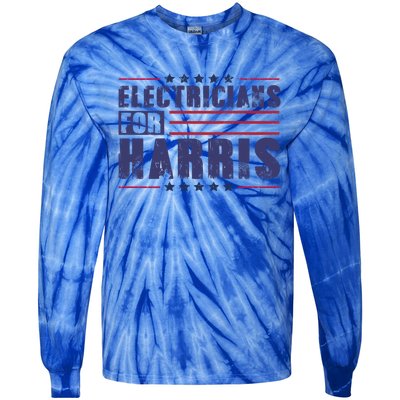 Electricians For Harris President Election 2024 Kamala Cute Gift Tie-Dye Long Sleeve Shirt