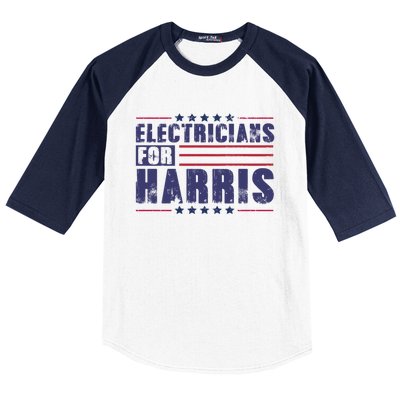 Electricians For Harris President Election 2024 Kamala Cute Gift Baseball Sleeve Shirt