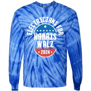 Electricians For Harris Walz 2024 Gift Tie-Dye Long Sleeve Shirt