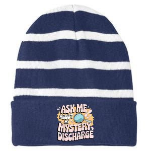 Embarrassing Funny Inappropriate Discharge Adult Humor Striped Beanie with Solid Band