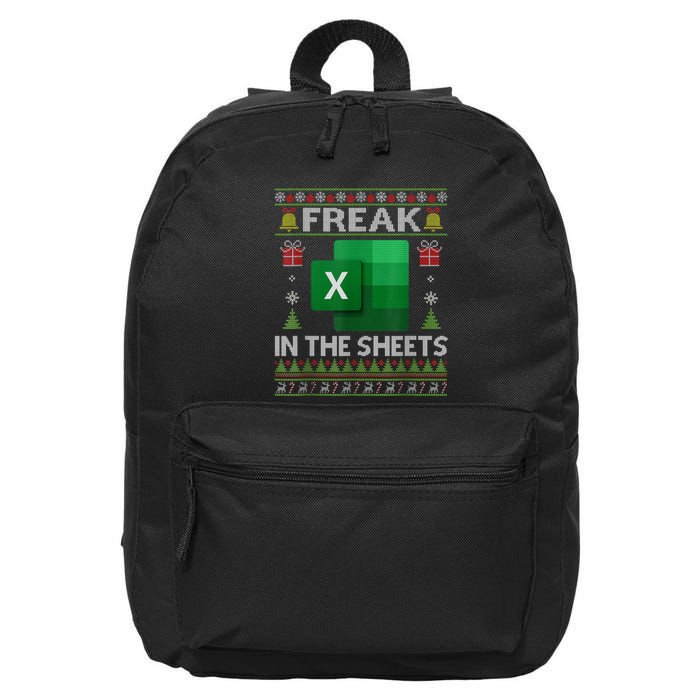 Excel Freak In The Sheets Spreadsheet Ugly Christmas Funny 16 in Basic Backpack