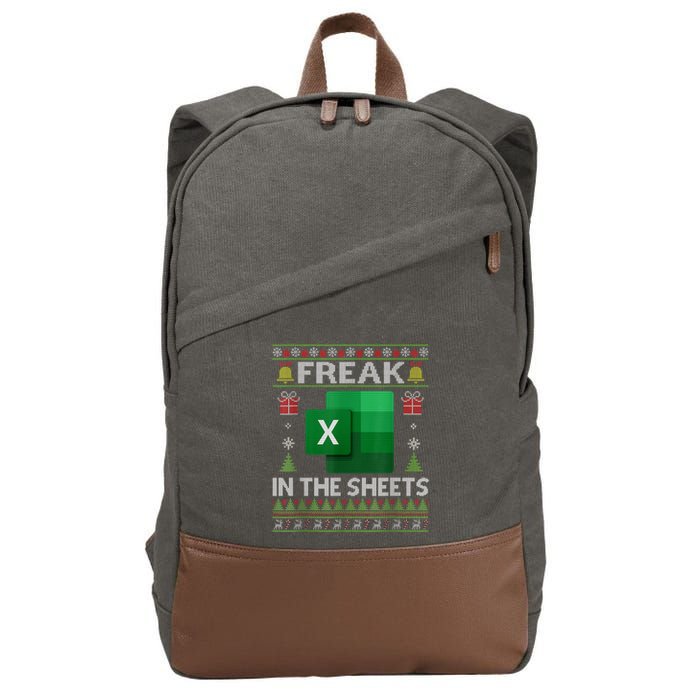 Excel Freak In The Sheets Spreadsheet Ugly Christmas Funny Cotton Canvas Backpack