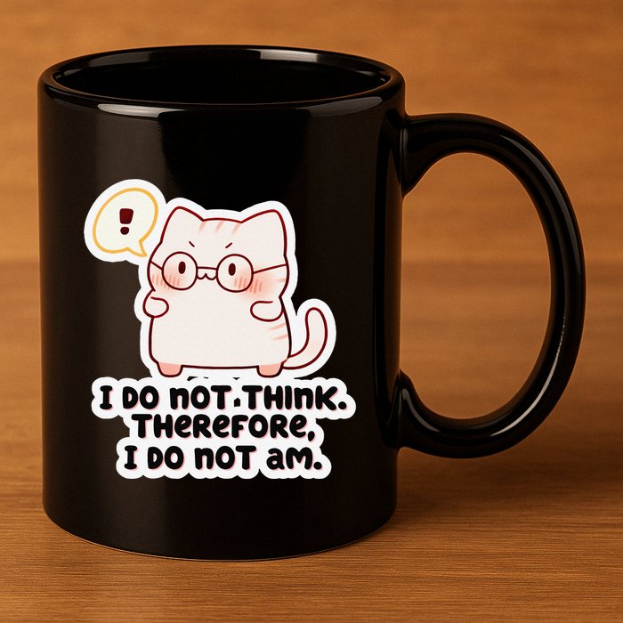 Ellie Furrington I Do Not Think Therefore I Do Not Am. 11oz C Handle Ceramic Mug