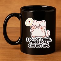 Ellie Furrington I Do Not Think Therefore I Do Not Am. 11oz C Handle Ceramic Mug