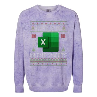 Excel Freak In The Sheets Spreadsheet Ugly Christmas Funny Colorblast Crewneck Sweatshirt