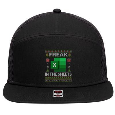 Excel Freak In The Sheets Spreadsheet Ugly Christmas Funny 7 Panel Mesh Trucker Snapback Hat