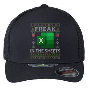 Excel Freak In The Sheets Spreadsheet Ugly Christmas Funny Flexfit Unipanel Trucker Cap