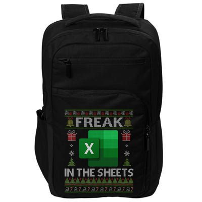 Excel Freak In The Sheets Spreadsheet Ugly Christmas Funny Impact Tech Backpack