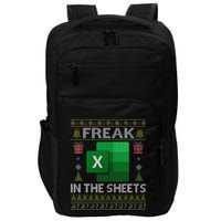 Excel Freak In The Sheets Spreadsheet Ugly Christmas Funny Impact Tech Backpack