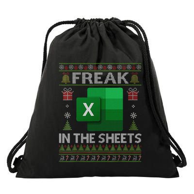 Excel Freak In The Sheets Spreadsheet Ugly Christmas Funny Drawstring Bag