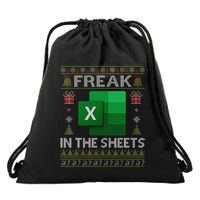 Excel Freak In The Sheets Spreadsheet Ugly Christmas Funny Drawstring Bag