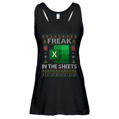 Excel Freak In The Sheets Spreadsheet Ugly Christmas Funny Ladies Essential Flowy Tank