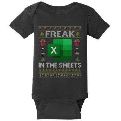 Excel Freak In The Sheets Spreadsheet Ugly Christmas Funny Baby Bodysuit