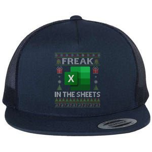 Excel Freak In The Sheets Spreadsheet Ugly Christmas Funny Flat Bill Trucker Hat