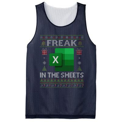 Excel Freak In The Sheets Spreadsheet Ugly Christmas Funny Mesh Reversible Basketball Jersey Tank