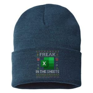 Excel Freak In The Sheets Spreadsheet Ugly Christmas Funny Sustainable Knit Beanie