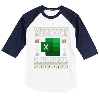 Excel Freak In The Sheets Spreadsheet Ugly Christmas Funny Baseball Sleeve Shirt