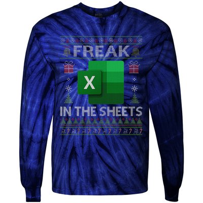 Excel Freak In The Sheets Spreadsheet Ugly Christmas Funny Tie-Dye Long Sleeve Shirt