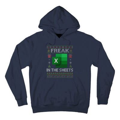 Excel Freak In The Sheets Spreadsheet Ugly Christmas Funny Tall Hoodie