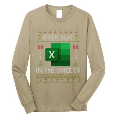 Excel Freak In The Sheets Spreadsheet Ugly Christmas Funny Long Sleeve Shirt