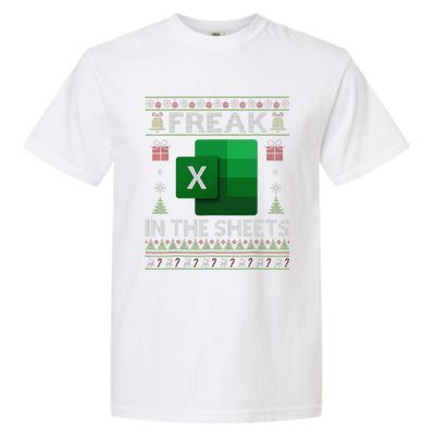 Excel Freak In The Sheets Spreadsheet Ugly Christmas Funny Garment-Dyed Heavyweight T-Shirt