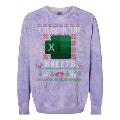 Excel Freak in the Sheets Spreadsheet Ugly Sweater xmas  Colorblast Crewneck Sweatshirt